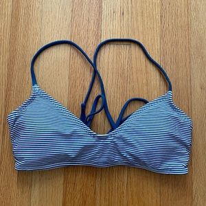 Xhilaration Blue + White Striped Bathing Suit Top
